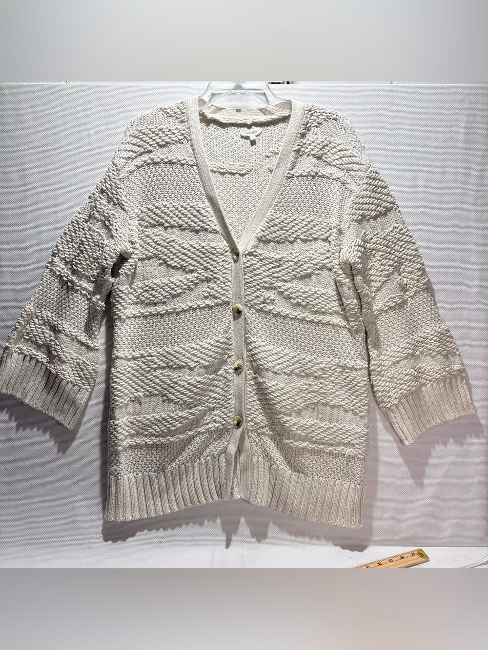 Amaryllis Cream Textured Button-Front Knit Cardigan